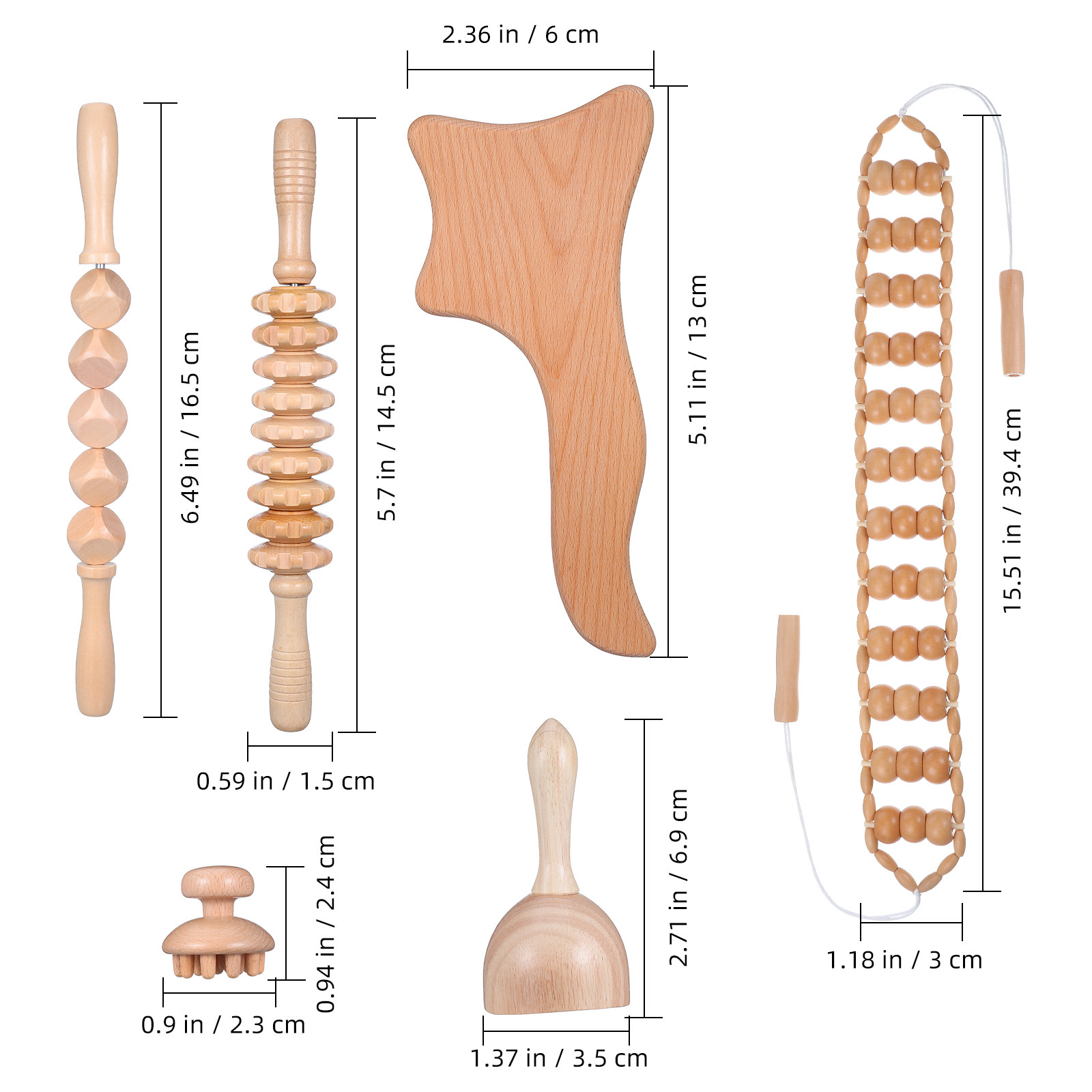 6Pcs Massage Tools Set Wood Th - Muscle Roller Stick ulasan dan harga