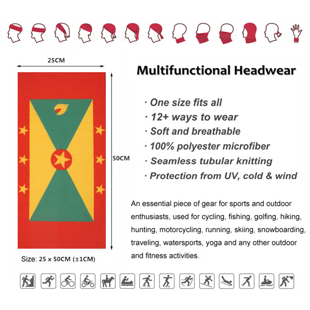 Grenada Flag Pattern Face Band - Running Gear Youtube ulasan dan harga